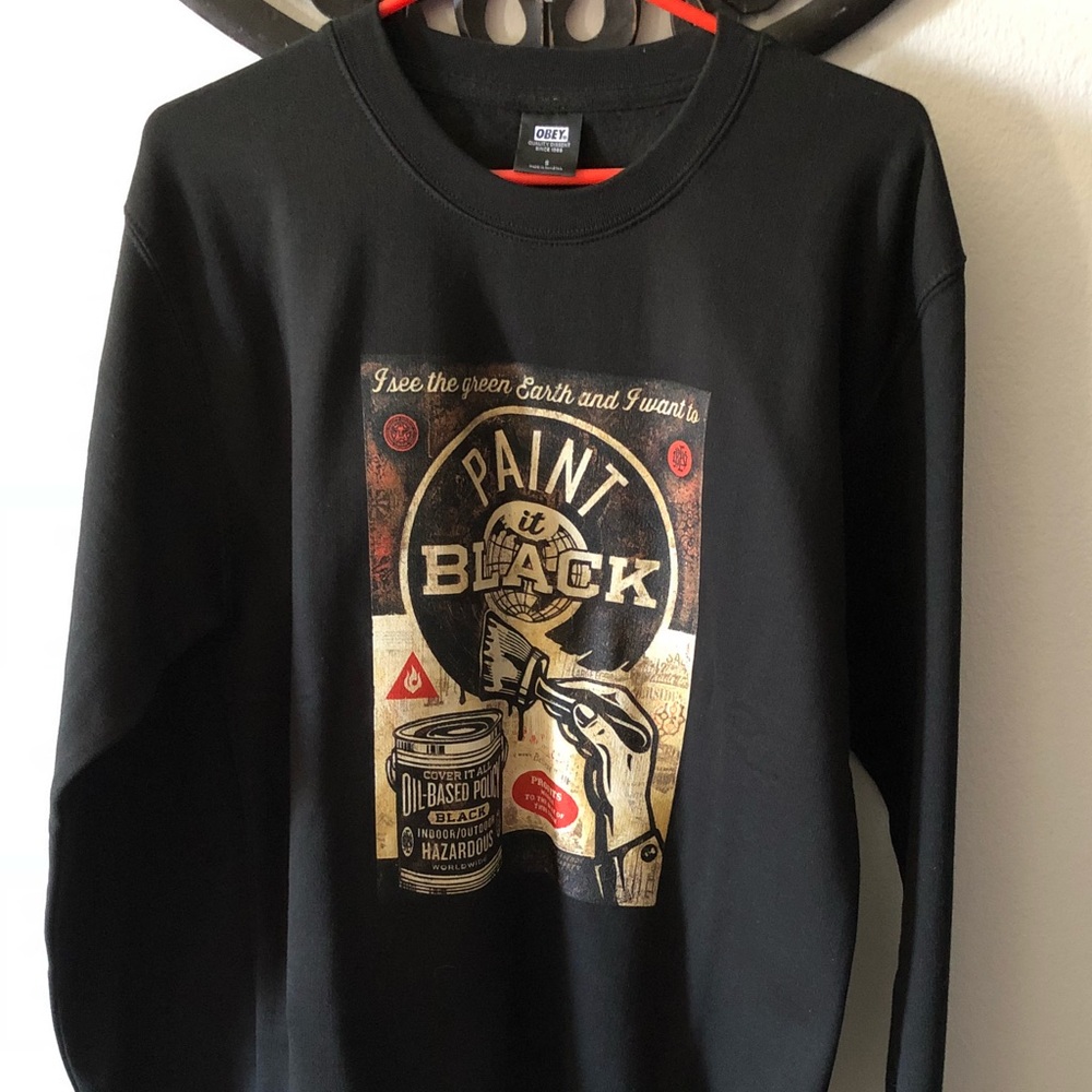 New Obey Black Crewneck Sweatshirt Size Small